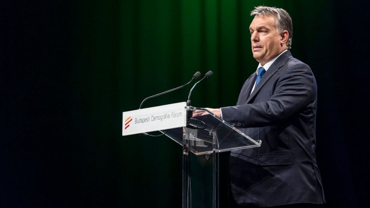 Orbán Viktor 2015-ben a Budapesti Demográfiai Fórum nyitóbeszédén. Fotó: Youtube