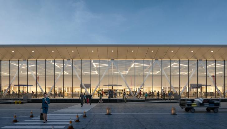Az új 1-es terminál külső látványterve. Fotó: közti/Budapest Airport