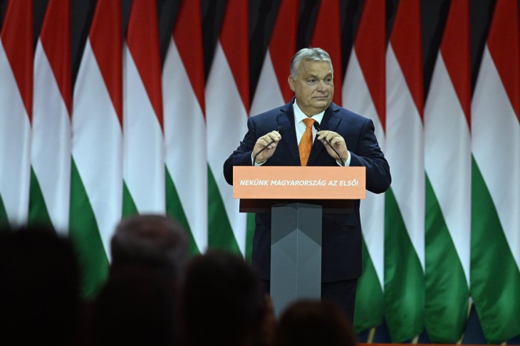 Orbán Viktort a Fidesz újra megválasztotta elnöknek. A kormányfő egyebek között beszélt a magyar gazdaság jövőjéről. Fotó: MTI/Koszticsák Szilárd