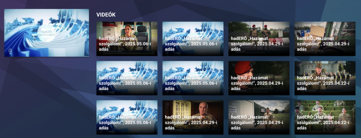 A HadERŐ című műsor adásai az állami Mediaklikk.hu-n