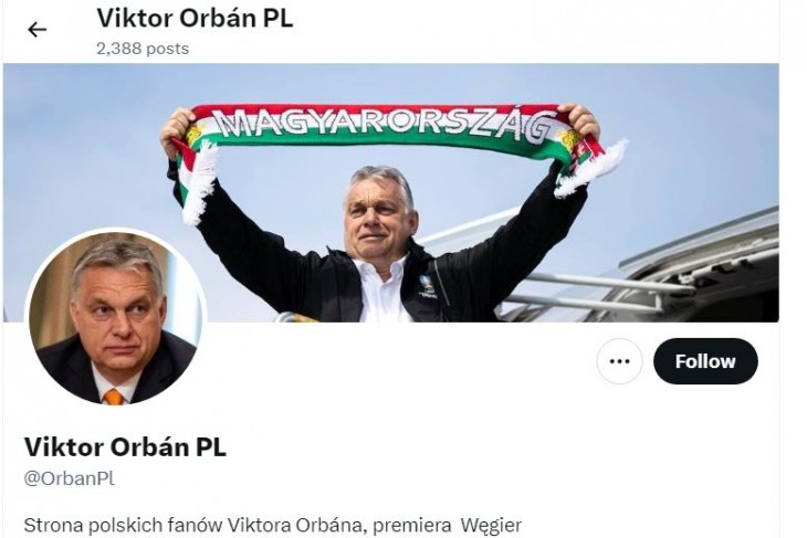 Orbán Viktor lengyel rajongói oldala az X-en. Fotó: X 