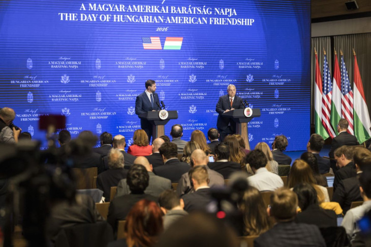 J.D. Vance és Orbán Viktor a közös sajtótájékoztatón