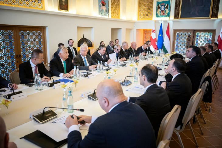 Az első magyar-grúziai közös kormányülés Telaviban 2023. október 11-én. Fotó: MTI/Miniszterelnöki Sajtóiroda/Benko Vivien Cher