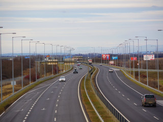 Az M30-as autópálya Miskolc-dél lehajtó előtt