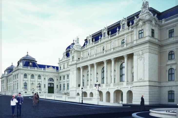 Így fog kinézni a Budavári Palota A és B szárnya a felújítás után. Fotó: Nemzeti Hauszmann Program