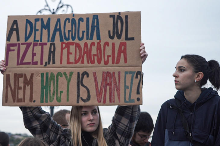 Folytatják az oktatásért tüntetők (korábbi felvétel.) Fotó: Mfor/Izsó Márton Artúr