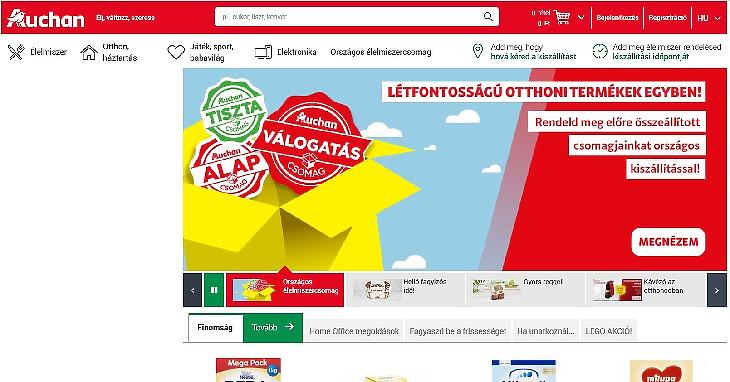 Az Auchan honlapja