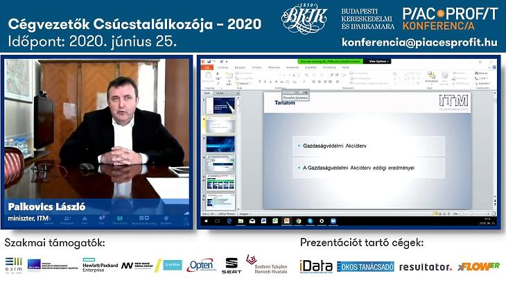 Palkovics László innovációs és technológiai miniszter online előadása a Cégvezetők Csúcstalálkozója – 2020 rendezvényen.