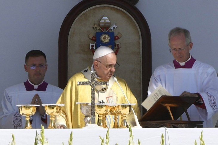 A Himnusz első sorát már 2021-ben is magyarul mondta el Ferenc pápa. Fotó: MTI / Máthé Zoltán