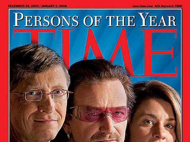 2005: Melinda Gates, Bill Gates, Bono