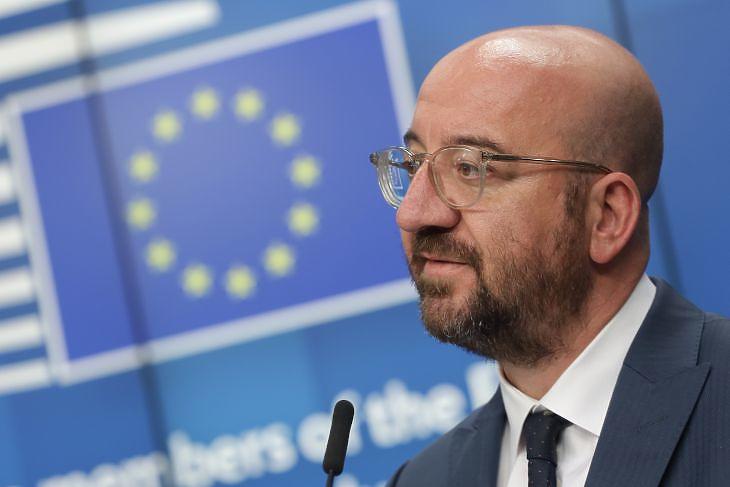 Charles Michel, az Európai Tanács elnöke sajtótájékoztatón Brüsszelben 2020. április 23-án. (Fotó: Európai Tanács)