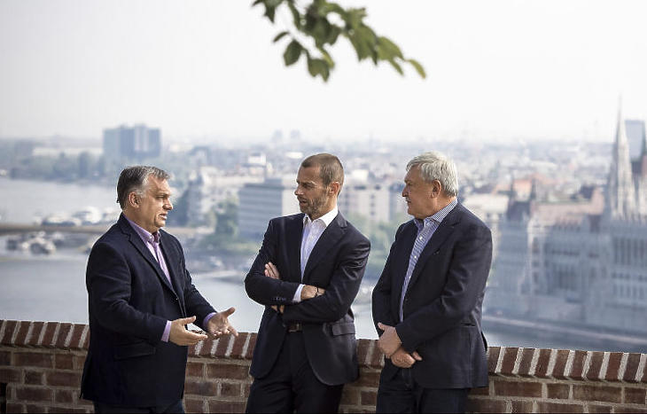 Aleksander Ceferinre, az UEFA elnökére nagyon komoly tárgyalások várnak, nem olyan kellemesek, mint amilyeneket korábban Orbán Viktor miniszterelnökkel és Csányi Sándor MLSZ-elnökkel folytatott (Fotó: Miniszterelnöki Sajtóiroda/MTI - Szecsődi Balázs)