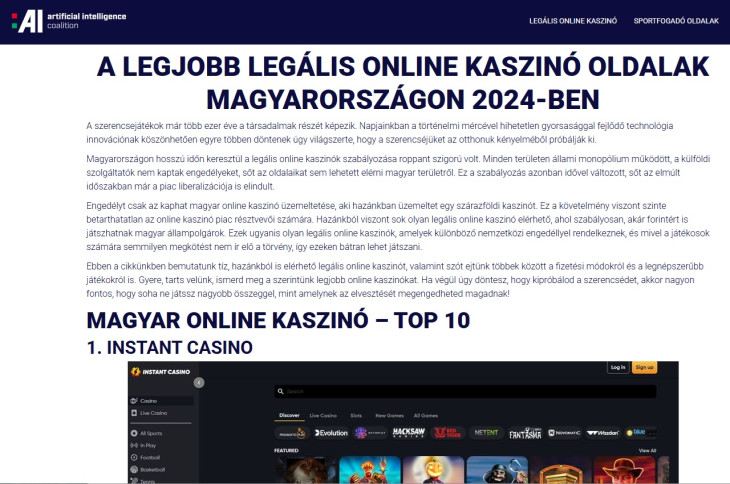 Az AI Hungary honlapja csütörtök délután