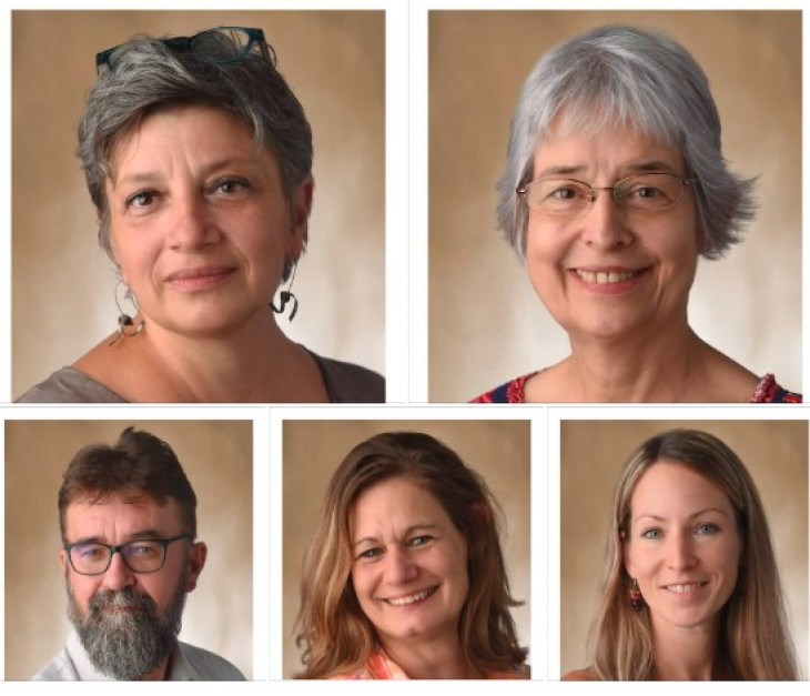 A kölcseys tanárok: Törley Katalin, Molnár Barbara, Ocskó Emese, Palya Tamás és Sallai Katalin.