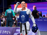 Márton Viviana a női tekvondósok 67 kilogrammos versenyének döntőjében a 2024-es párizsi nyári olimpián a Grand Palais kiállítócsarnokban 2024. augusztus 9-én. 