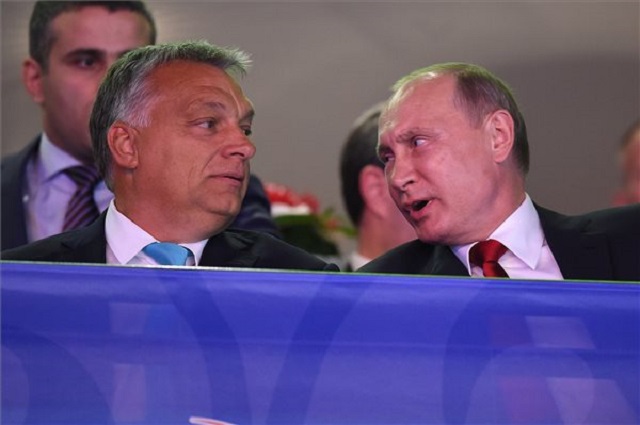 Orbán Viktor és Vlagyimir Putyin a 2017-es budapesti dzsúdóvébén. (fotó: MTI)