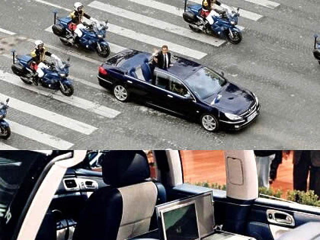 Sarkozy egy állami ceremónián a Peugeot 607-essel
