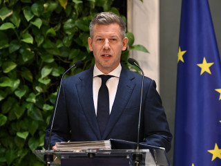 Magyar Péter miniszterelnök rendkívüli sajtótájékoztatót tart a Miniszterelnökségen 2026. június 13-án.
