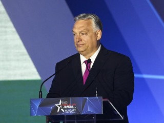 Orbán Viktor a CPAC konferenciáján 2023. május 4-én. Fotó: MTI / Koszticsák Szilárd