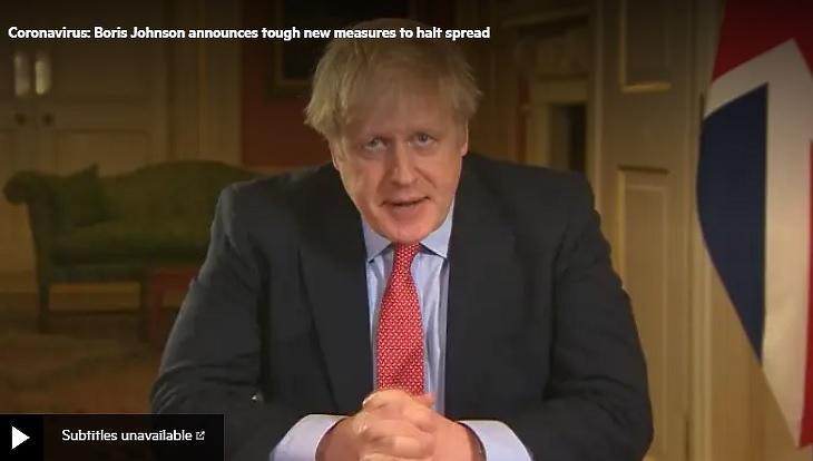 Boris Johnson bejelenti Nagy-Britannia lezárását (Fotó: ft.com) 