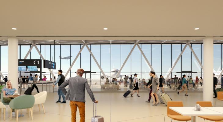 Az új 1-es terminál belső látványterve. Fotó: közti/Budapest Airport
