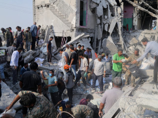 A légicsapást szenvedett iskola a dél-iráni Minabban 