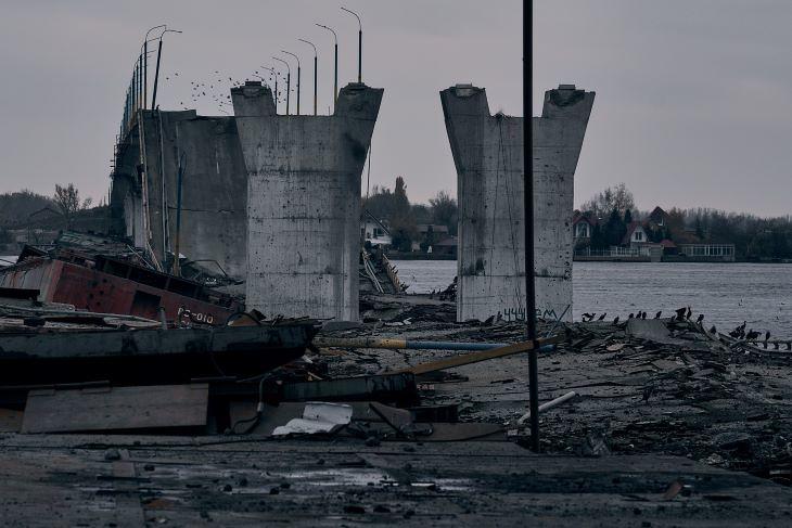Szétlőtt híd Ukrajnában. Fotó: Volodimir Zelenszkij/Facebook