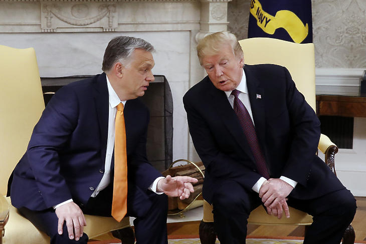 Orbán Viktor és Donald Trump a Fehér házban. (Fotó: MTI/Koszticsák Szilárd)