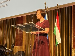 Julia Gross, Németország magyarországi nagykövete a Német Egység Napja alkalmából rendezett fogadáson Budapesten 2023. október negyedikén. Fotó: Deutsche Botschaft Budapest