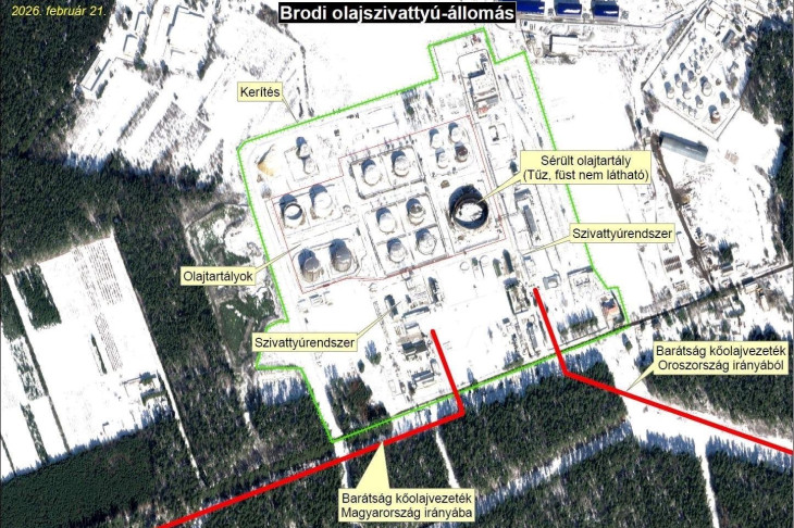 A Barátság kőolajvezeték és a Brodi olajszivattyú-állomás 2026. február 21-én