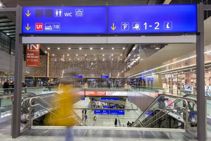 A BahnhofCity egy részlete Bécsben