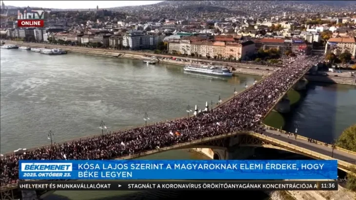 A Hír TV drónfelvétele az október 23-i Békemenetről