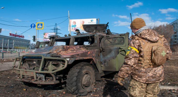 Kilőtt orosz harckocsi Ukrajnában. Fotó: Unian