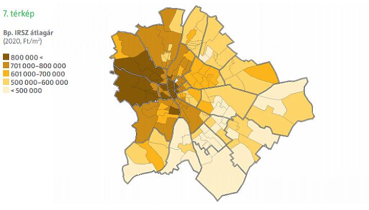 Budapesti átlagárak változása (forrás: OTP Lakóingatlan Értéktérkép)