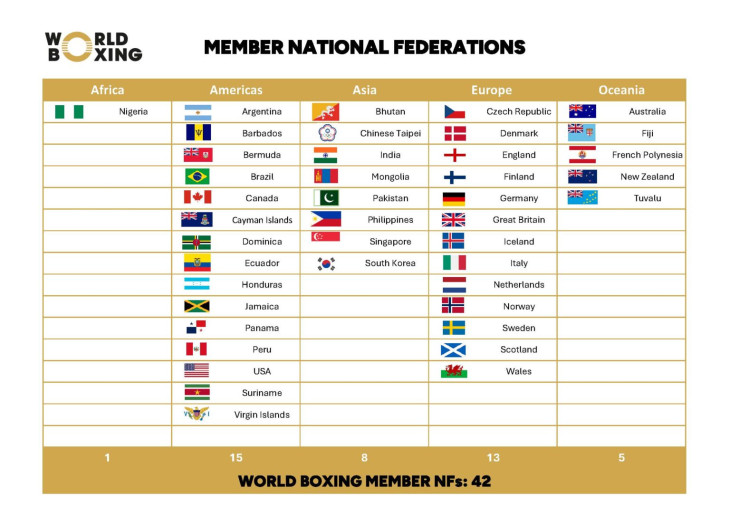 A World Boxing tagjai 2024. augusztusában. A kép kattintással nagyítható