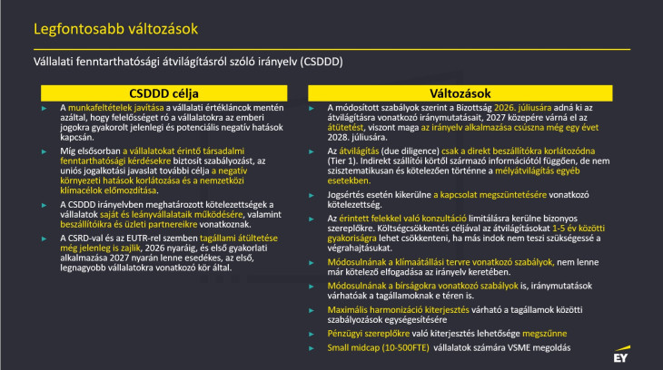A tervezett változások a Vállalati fenntarthatósági átvilágításról szóló irányelvben (CSDDD)