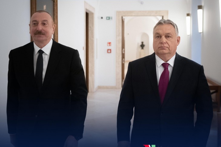 lham Alijev azeri elnök budapesti látogatása idején Orbán Viktorral rótta a Karmelita folyosóit. Fotó: Facebook/Orbán Viktor