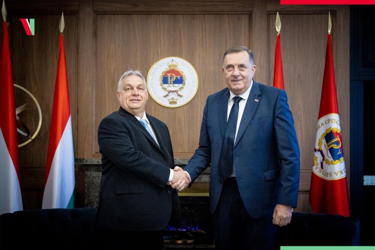 Orbán Viktor és Milorad Dodik: a magyar kormányfő inkább a Nyugat-Balkánt támogatná Kijev helyett. 