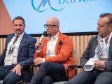 Kőrösi Zoltán, Lancz Róbert és Láng Róbert a Klasszis Média Egészséggazdaság Menedzser Egészség című konferenciáján március 27-én