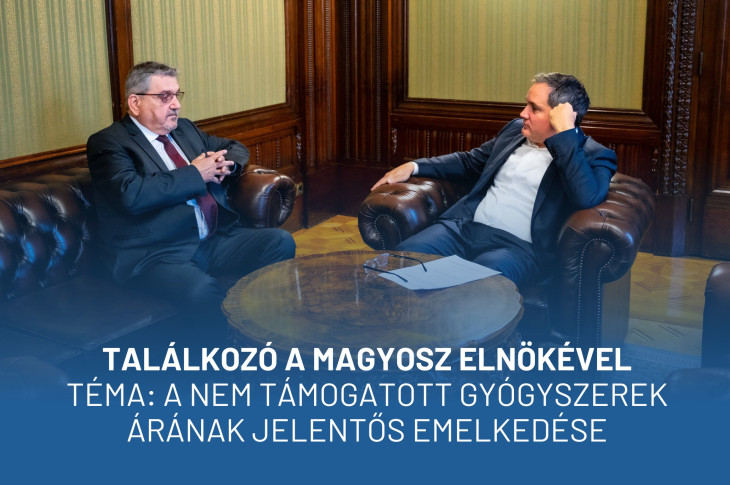 Dr. Greskovits Dávid, a Magyarországi Gyógyszergyártók Országos Szövetségének (MAGYOSZ) elnöke és Nagy Márton nemzetgazdasági miniszter 