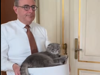 Bart De Wever belga miniszterelnök és macskája