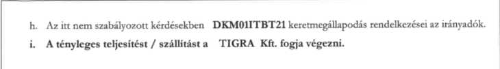 Részlet a szerződésből